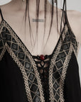 DOINDULGE Black Embroidered Beaded Maxi Dress