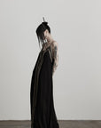 DOINDULGE Black Embroidered Beaded Maxi Dress