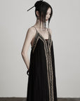 DOINDULGE Black Embroidered Beaded Maxi Dress