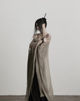 DOINDULGE Sheer Drape Long Cardigan with Bead Tie Detail
