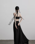 DOINDULGE Draped Maxi Skirt with Medallion