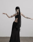 DOINDULGE Draped Maxi Skirt with Medallion