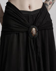 DOINDULGE Draped Maxi Skirt with Medallion