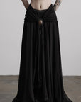 DOINDULGE Draped Maxi Skirt with Medallion