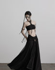 DOINDULGE Draped Maxi Skirt with Medallion