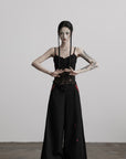 DOINDULGE Deconstructed Mesh Top with Beads and Raw Edge Detailing