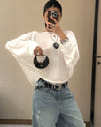 ROVENTE Draped Open Back Long Sleeve Top with Adjustable Strap