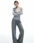 IAMXIAA Star Patch Wide Leg Sweatpants Drawstring Waist Lounge Pants