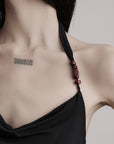 DOINDULGE Draped Halter Tank with Bead Detail and Asymmetric Ruched Cut-Out