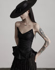 DOINDULGE Leather Corset Tube Top Convertible into Statement Hat