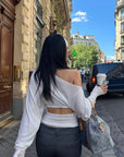 ROVENTE One Shoulder Cut-Out Top Long Sleeve Slim Fit Minimalist Tee
