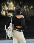 ROVENTE One Shoulder Cut-Out Top Long Sleeve Slim Fit Minimalist Tee