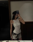 WARDEN EDGE Cutout Layered Tank Top with Asymmetric Hem