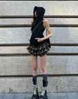 WARDEN EDGE Layered Mini Skirt with Drawstring Detail