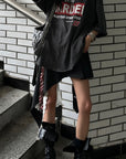 WARDEN EDGE Washed Oversized Tee with Red Letter Print
