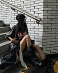WARDEN EDGE Washed Oversized Tee with Red Letter Print