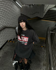 WARDEN EDGE Washed Oversized Tee with Red Letter Print