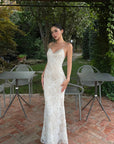 ROVENTE Embellished Lace Maxi Dress with Sequin Detail and Open Back