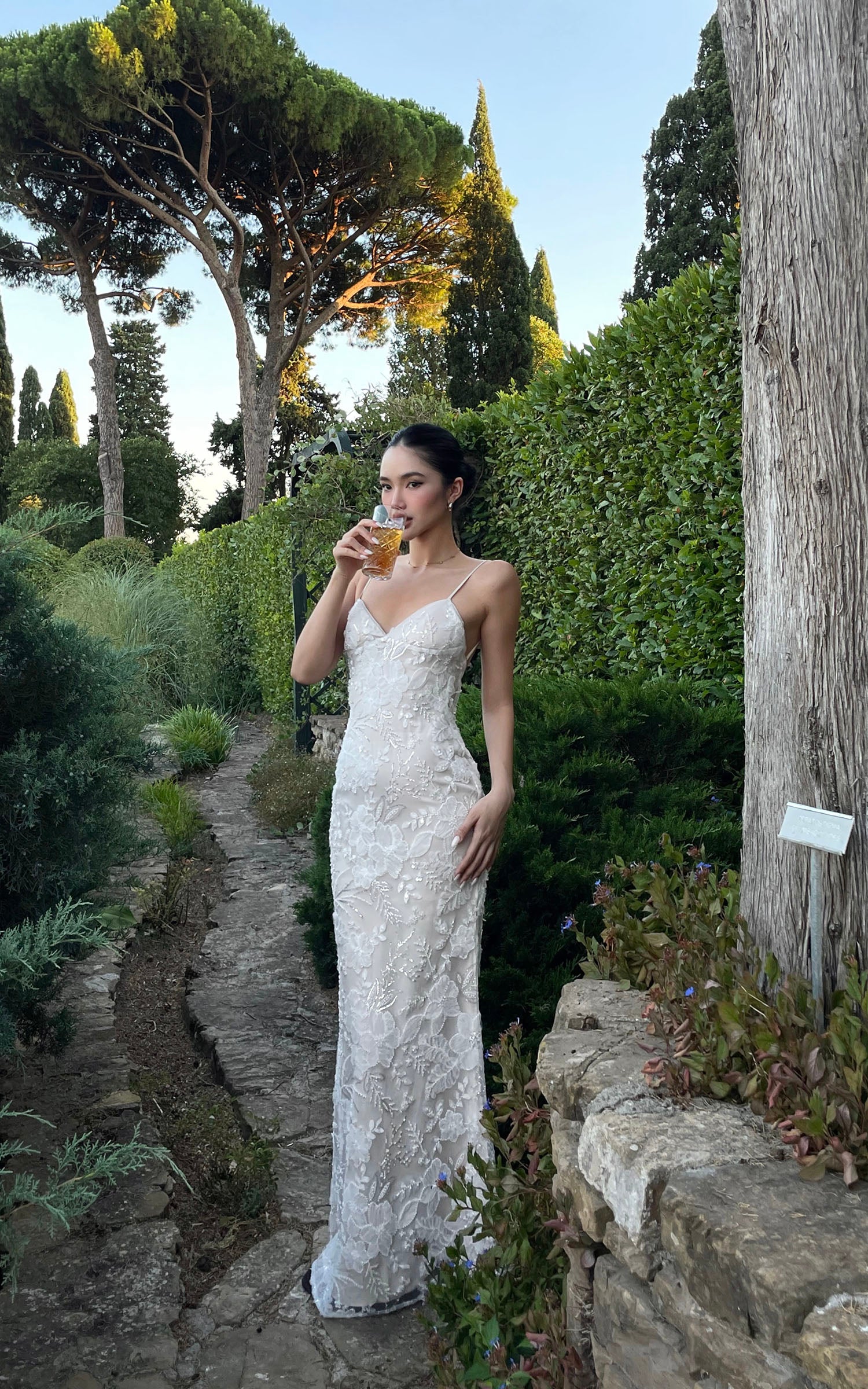 ROVENTE Embellished Lace Maxi Dress with Sequin Detail and Open Back –  PINKPARKS