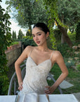 ROVENTE Embellished Lace Maxi Dress with Sequin Detail and Open Back