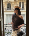 ROVENTE One-Shoulder Draped Fitted Tee