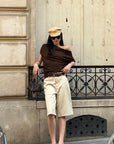 ROVENTE One-Shoulder Draped Fitted Tee