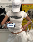 ROVENTE Vintage Car Graphic Baby Tee with Fitted Silhouette and Printed Text