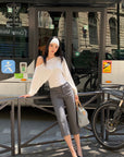 ROVENTE One Shoulder Cut-Out Top Long Sleeve Slim Fit Minimalist Tee