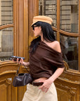 ROVENTE One-Shoulder Draped Fitted Tee