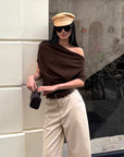 ROVENTE One-Shoulder Draped Fitted Tee