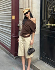 ROVENTE One-Shoulder Draped Fitted Tee