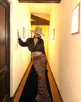ROVENTE Sequin Mermaid Maxi Skirt with High Waist and Body-Hugging Silhouette