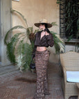 ROVENTE Sequin Mermaid Maxi Skirt with High Waist and Body-Hugging Silhouette