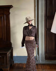 ROVENTE Sequin Mermaid Maxi Skirt with High Waist and Body-Hugging Silhouette