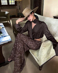 ROVENTE Sequin Mermaid Maxi Skirt with High Waist and Body-Hugging Silhouette