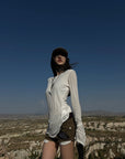 WARDEN EDGE Asymmetric Long Sleeve T-Shirt with Raw Edge Details
