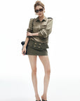 IAMXIAA Studded Utility Shirt – Military Chic Button Down with Epaulette Detail
