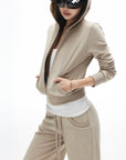 IAMXIAA Velour Zip Hoodie and Wide-Leg Pants Set