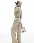 IAMXIAA Velour Zip Hoodie and Wide-Leg Pants Set