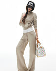 IAMXIAA Velour Zip Hoodie and Wide-Leg Pants Set