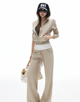 IAMXIAA Velour Zip Hoodie and Wide-Leg Pants Set
