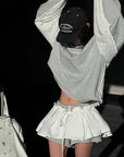 WARDEN EDGE Layered Mini Skirt with Contrast Drawstring Waist and Sporty Cotton Shorts