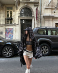 WARDEN EDGE Plaid Hooded Shirt Jacket with Matching Plaid Tube Top Set