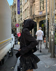 WARDEN EDGE Studded Zip-Up Hoodie with Spiral Embellishments and Extended Sleeves