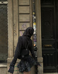 WARDEN EDGE Studded Zip-Up Hoodie with Spiral Embellishments and Extended Sleeves