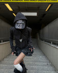 WARDEN EDGE Studded Zip-Up Hoodie with Spiral Embellishments and Extended Sleeves