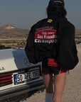 WARDEN EDGE Racing Patch Zip Jacket with Elastic Cuffs and Retro Embroidery
