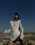 WARDEN EDGE Asymmetric Long Sleeve T-Shirt with Raw Edge Details