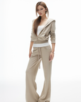 IAMXIAA Velour Zip Hoodie and Wide-Leg Pants Set