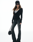 IAMXIAA Draped Deep V Long Sleeve Top